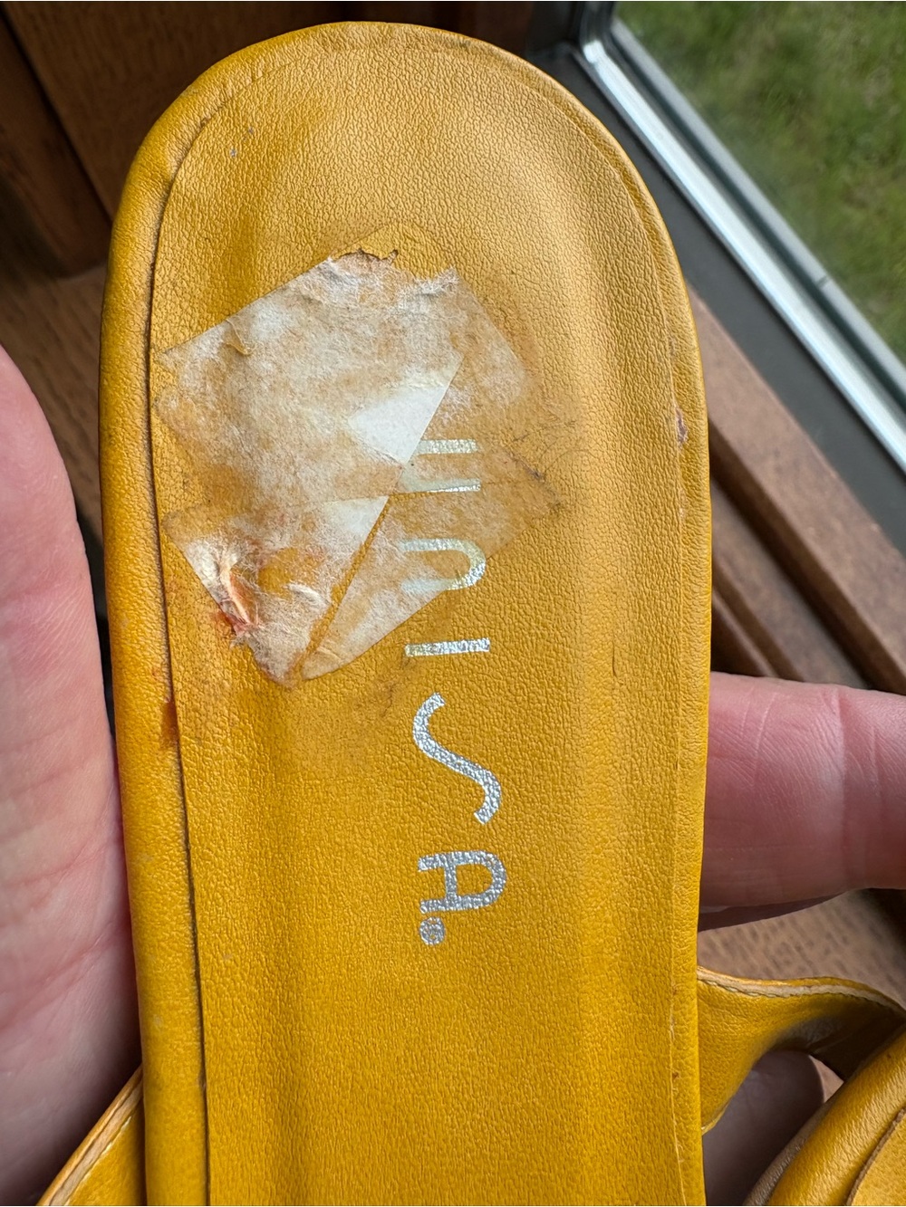 Unisa Mustard Yellow Leather Fringe Sunburst Thong Sandals - Picture 5 of 9